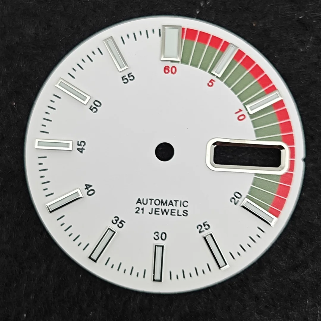 NH35 ساعة الطلب 28.5 مللي متر تاريخ مزدوج الأخضر مضيئة ساعة الوجه تعديل الغوص الهاتفي ل NH35/ 4R35 ساعة يد تعمل بالحركة استبدال أجزاء