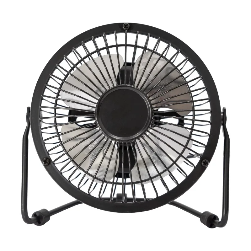 Black Metal USB Powered Desktop Fan, pessoal, 4 ", Novo