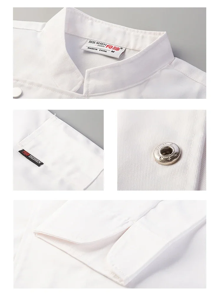 Uniforme de Chef Cinza para Cozinha, Cozinheiro, Jaqueta para Pastelaria, Cozinhar Roupas, Restaurante, Padeiro, Padaria, Café, Garçom, Camisa de trabalho, Cinza