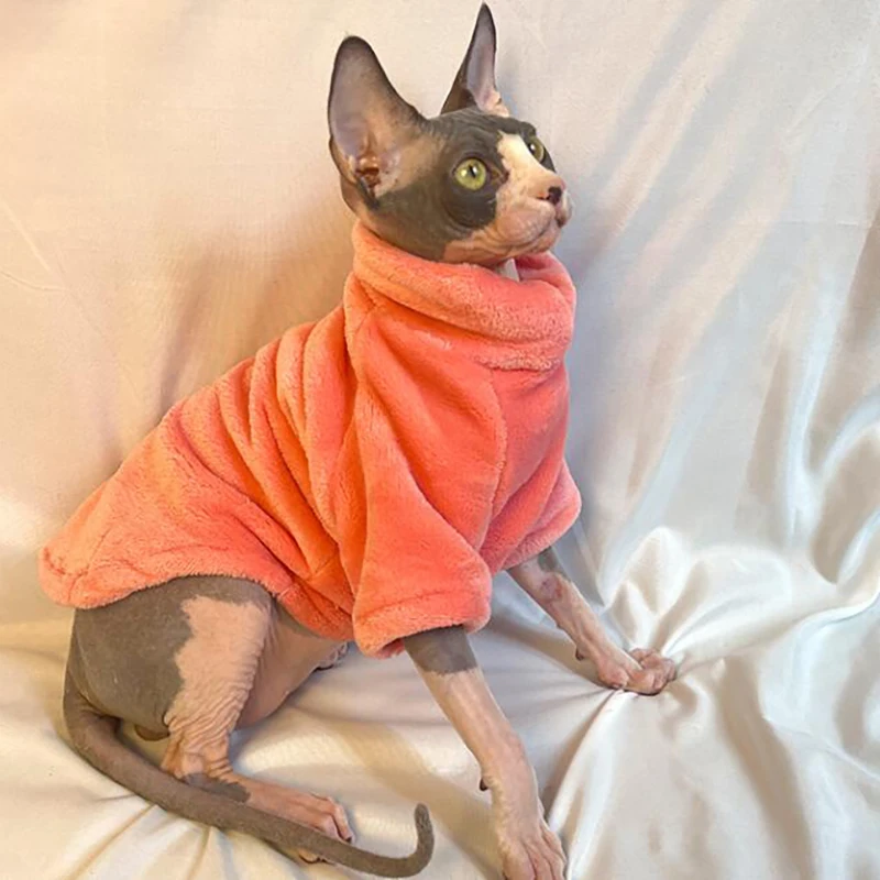 Rollkragen-Katzenpullover, Mantel, Winter, warm, haarlos, Katzenkleidung, weiches, flauschiges Pullover-Shirt für Maine-Coon Cat Chihuahua Haustierkleidung – Detail 17