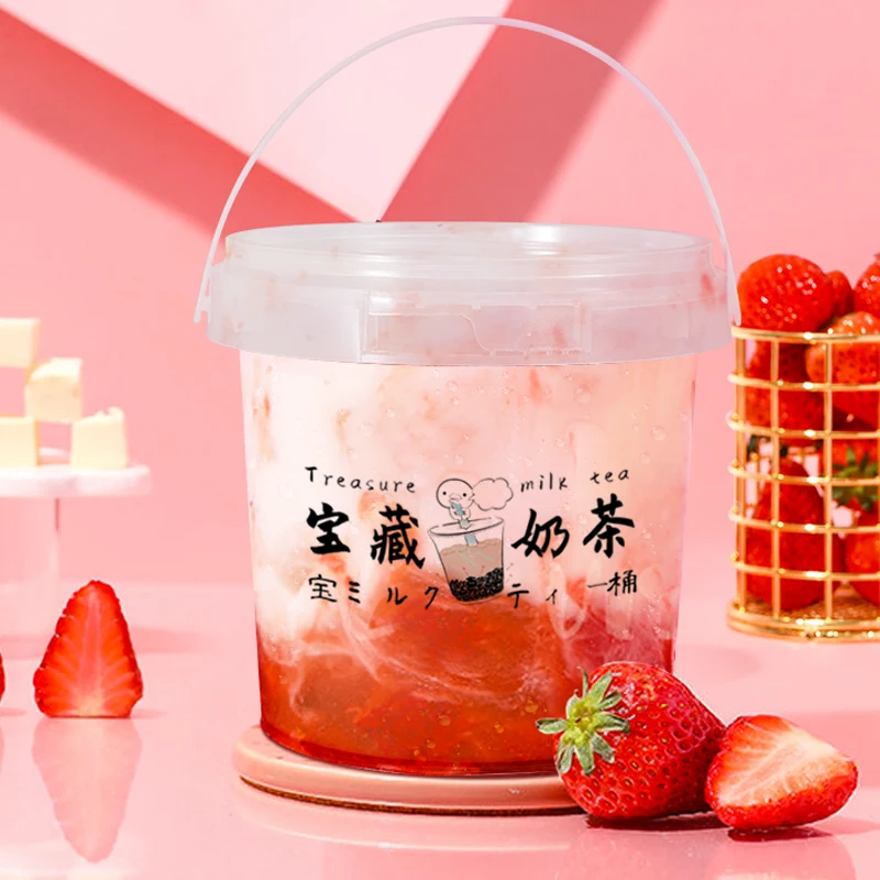 1PCS 2L Food Grade plastic Bucket with Lid and Handle Leakproof Storage container for Liquid Oil Honey BPA Free