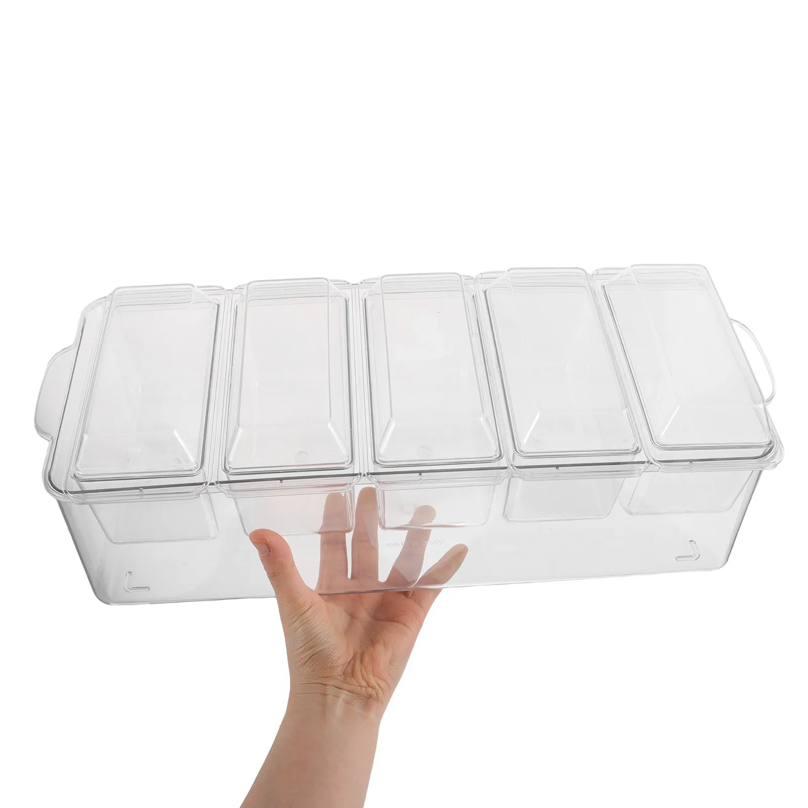 1Set Reusable Salad Storage Box Food Grade Plastic Chilled Multi Section Container with Removable Compartments for Outdoor