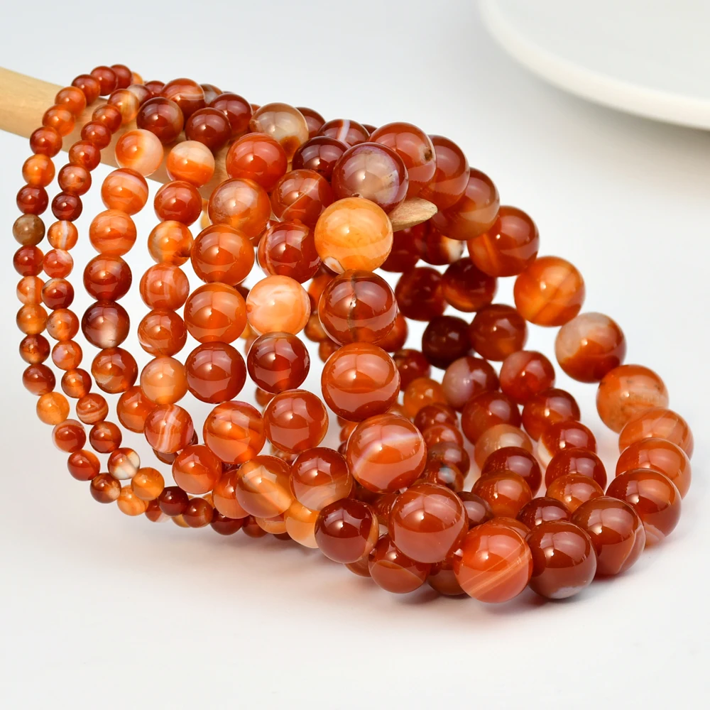 Red Sardonyx Carnelian Bracelets Classic Natural Stone Round Beads Elastic Hand String
