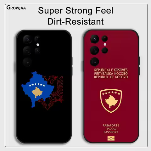 K-Kosovo Passport Flag Phone Case for Samsung Galaxy S24 Ultra S22 S23 Ultra S21 S20 5G Protective Silicone TPU Funda