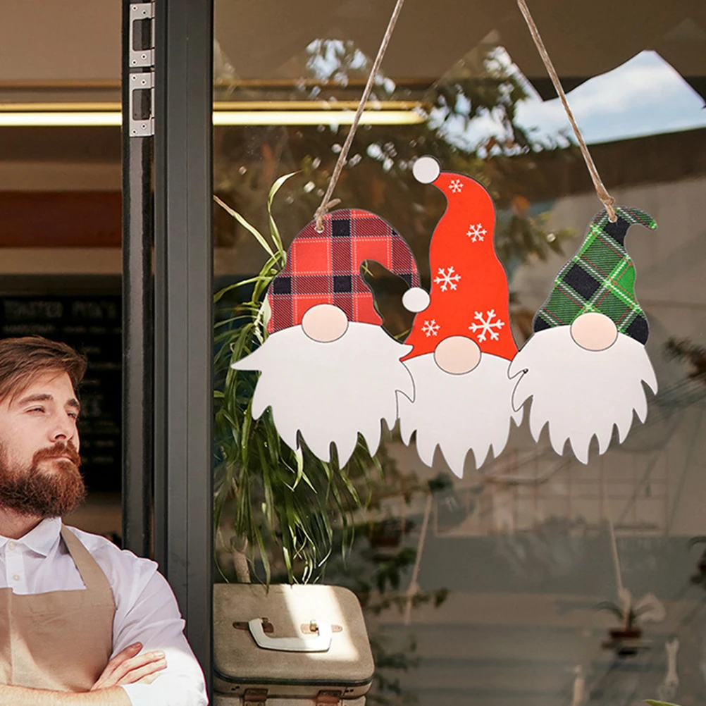 

2Pcs HighQuality Wood Santa Claus Christmas Door Hanger Decorations Festive Indoor Outdoor nament Holiday DIY Art