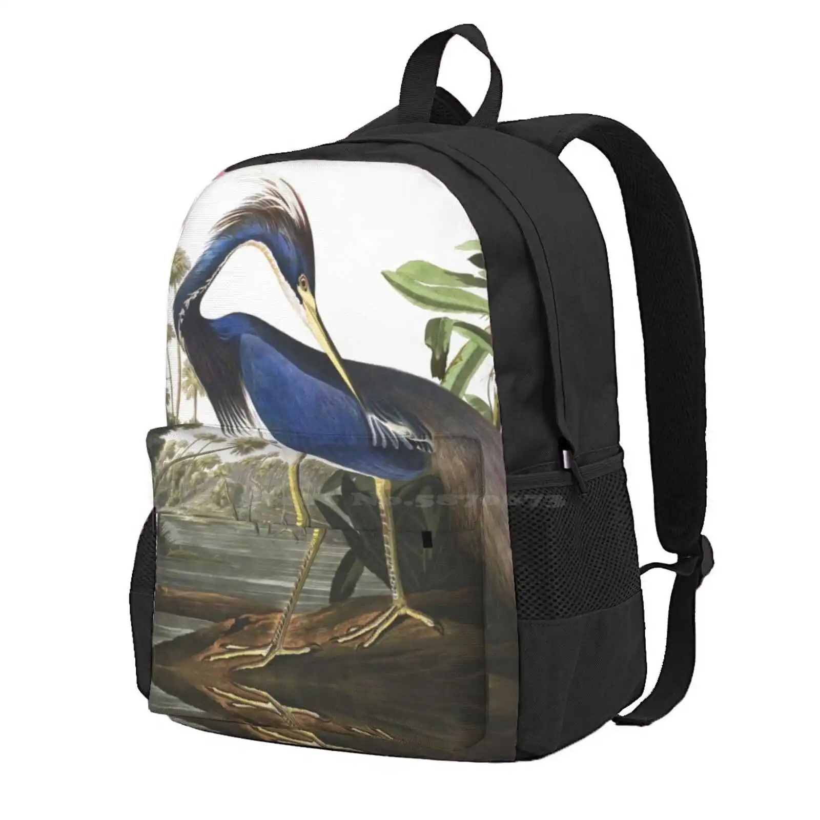 Tricolored Heron - John James Audubon Hot Sale Schoolbag Backpack Fashion Bags John James Audubon Birds Flora Fauna Nature Wild