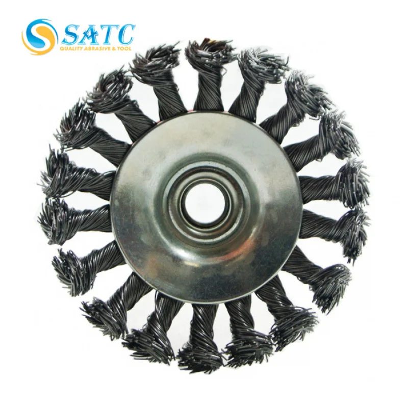 SATC 36pcs 4 Bowl Shaped Steel Wire Twist End Industrial Brush 100mm 5/8-11 Arbor Inch Cleaning Polishing OEM