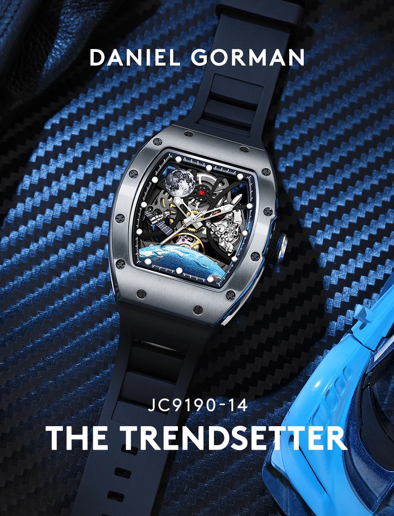 حركة أوتوماتيكية ساعات آلية للرجال موضة الأسود المحارب جوفاء عالية الجودة مقاوم للماء ساعة رجالي Reloj Hombre