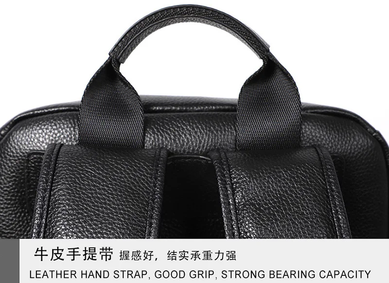 NZPJ Leder Herren Rucksack Natürliches Rindsleder Rucksack Mode Reisetasche Koreanische Version Schultasche Computertasche Für 15-Zoll-Laptop – Detail 12