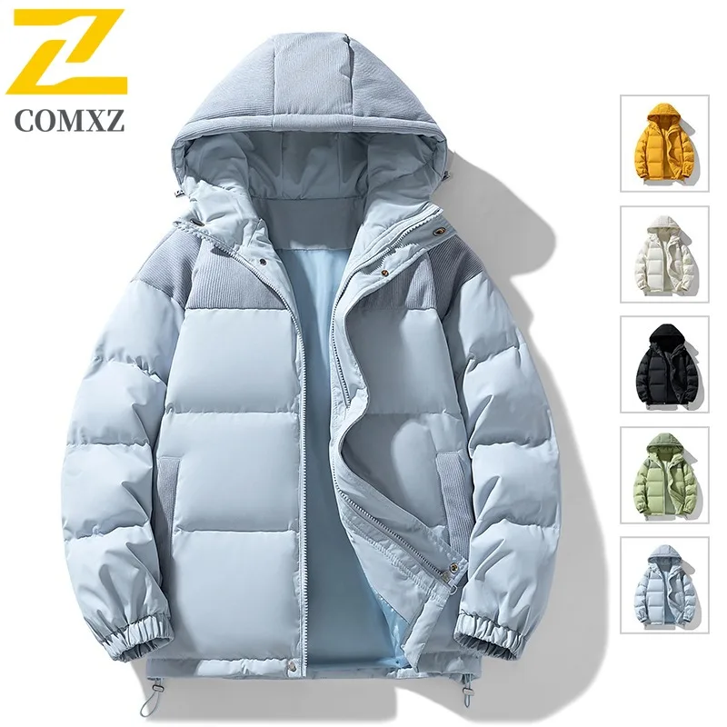 COMXZ Mens Down Jacket Hooded Outdoor Adventure Multi Functional Coat Solid Color Comfortable Lightweight Winter New Clothing