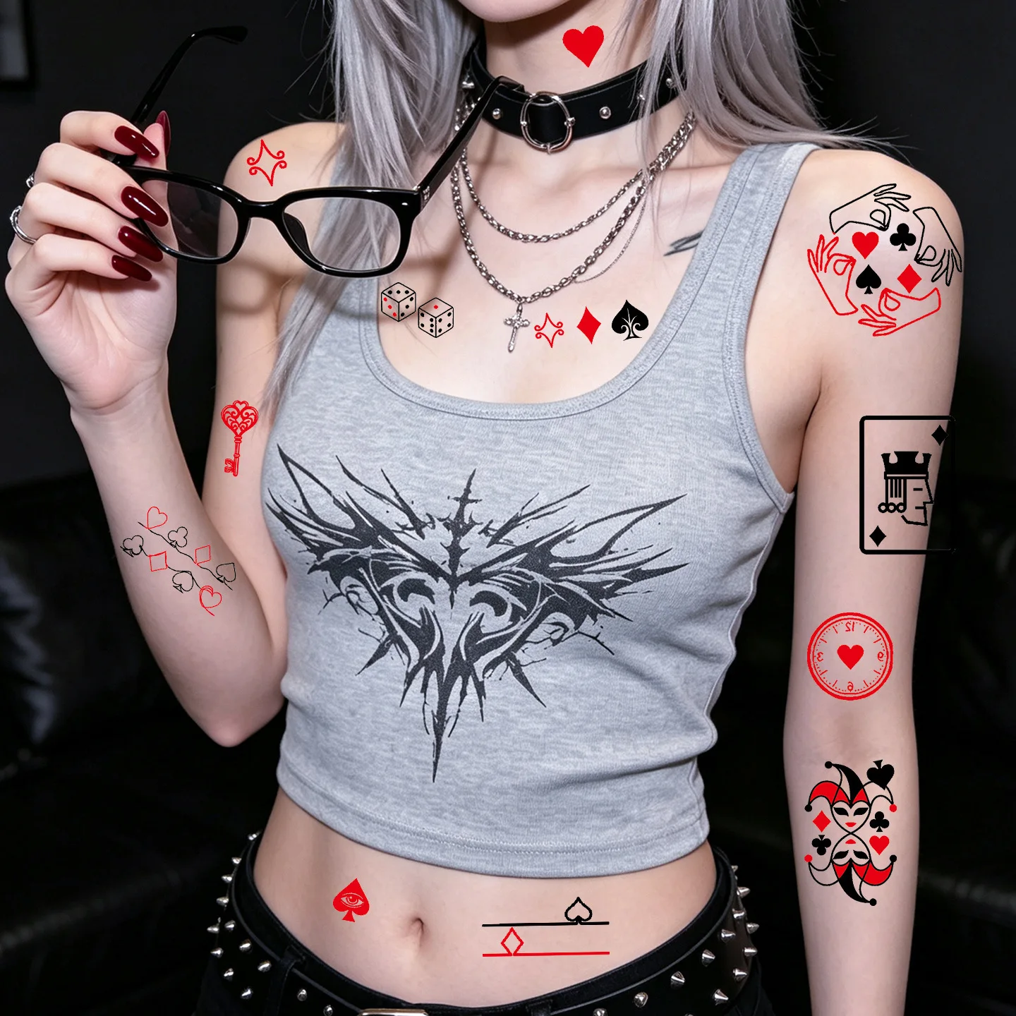 Halloween Clown Face Temporary Tattoo Stickers – Scary Joker Horror Mouth Body Art, Water-Resistant Cosplay Party Makeup Decals