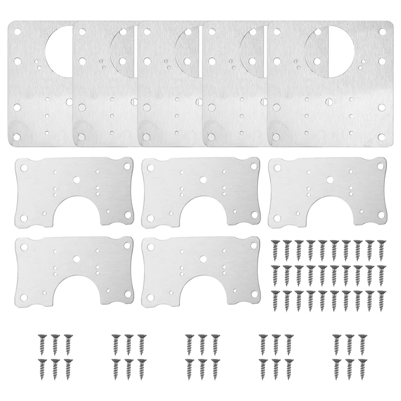 ETRT 10 PCS Hinge Mounting Repair Plate Stainless Steel Bracket Fixing Plate With Screws For Furniture Wardrobe Cupboard