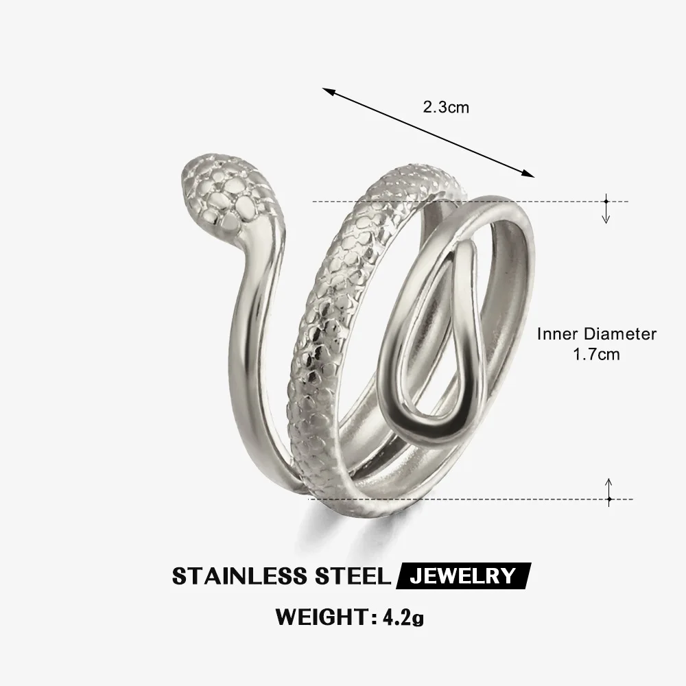 Personalized Surrounding Serpentine Ring Unisex Designer Vintage Jewelry Stainless Steel Zodiac Pattern Open Rings