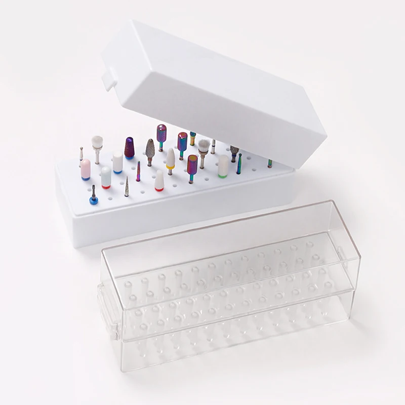 30/48 Holes Nail Drill Burs Bit Cuticle Carbide Holder Case Display Organizer Stand Dust Proof Storage Container Box Nail Tools