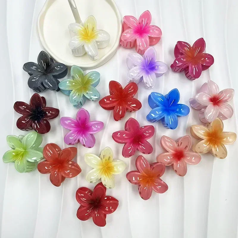 Flower Plumeria Hair Clip Beach Vacation 8cm Braiding Hair Tool Plastic Gradient Color Frangipani Bobby Pin