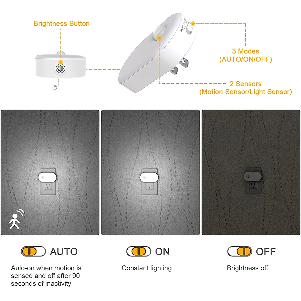 2022 New LED Motion Sensor Light Plug in Wireless Wall Lamp Night Light No Glare LED Stairs Cabinet Wardrobe Bedroom WC Lamp