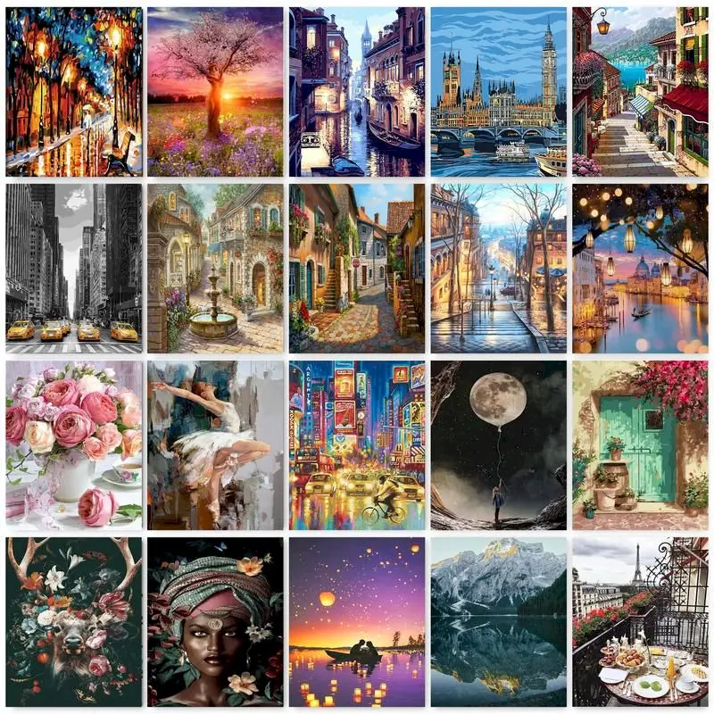 

GATYZTORY 60x75cm Frame Diy Painting by numbers Handpainted Canvas painting Scenery Paint by numbers For adults Home decor