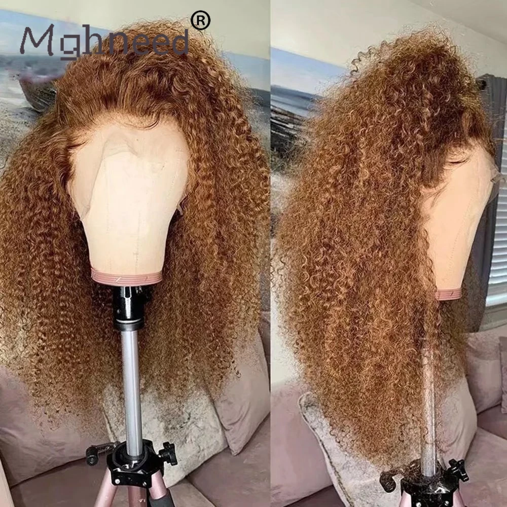 Brown Kinky Curly 360 Lace Frontal Wig HD Transparent 13x4 13x6 Lace Front Human Hair Wigs For Women PrePlucked 4x4 Closure Wig