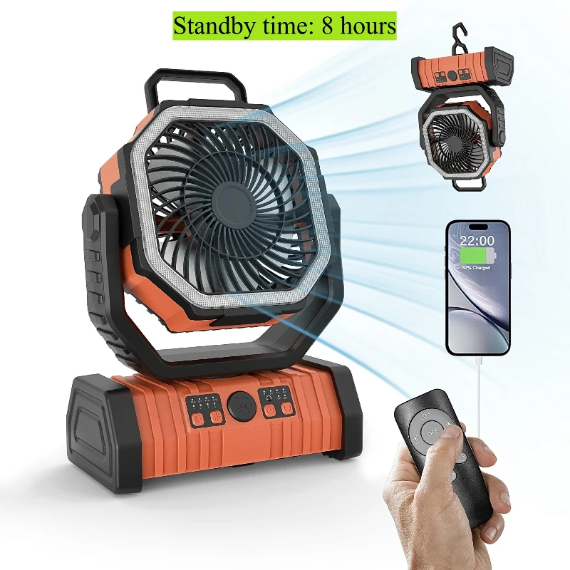 

Smart Outdoor Portable Outdoor USB Charging Portable Fan Rechargeable with LED Light Camping Plus Hook