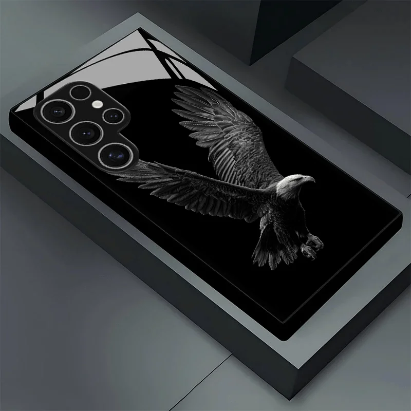 

New Luxury Fashionable Eagle Pattern Glass Case Suitable for/S21 Ultra 5/S22 /S23/S24/S25/S26 Ultra/S25 back cover