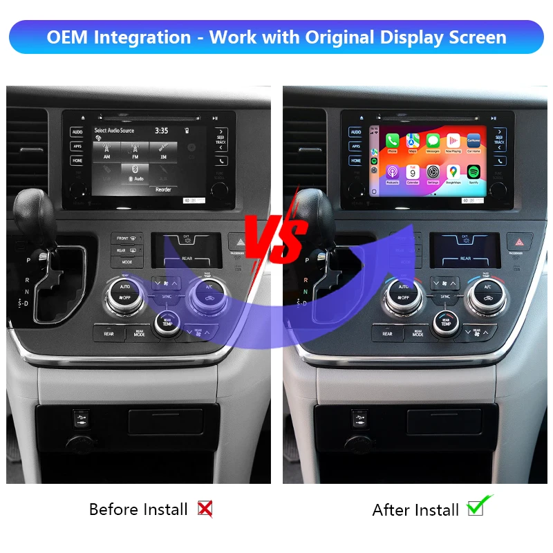 Sienna Original Car Screen Upgrade Wireless CarPlay & Android Auto Decoder Module Interface Kit Sienna