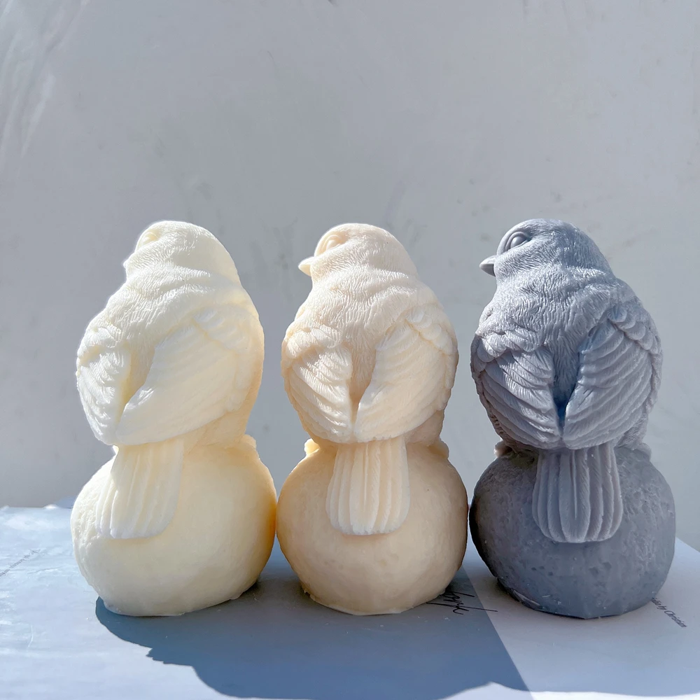 Sitting On Stone Bird Silicone Candle Mold Animal Soy Wax Mould Animal Decorative