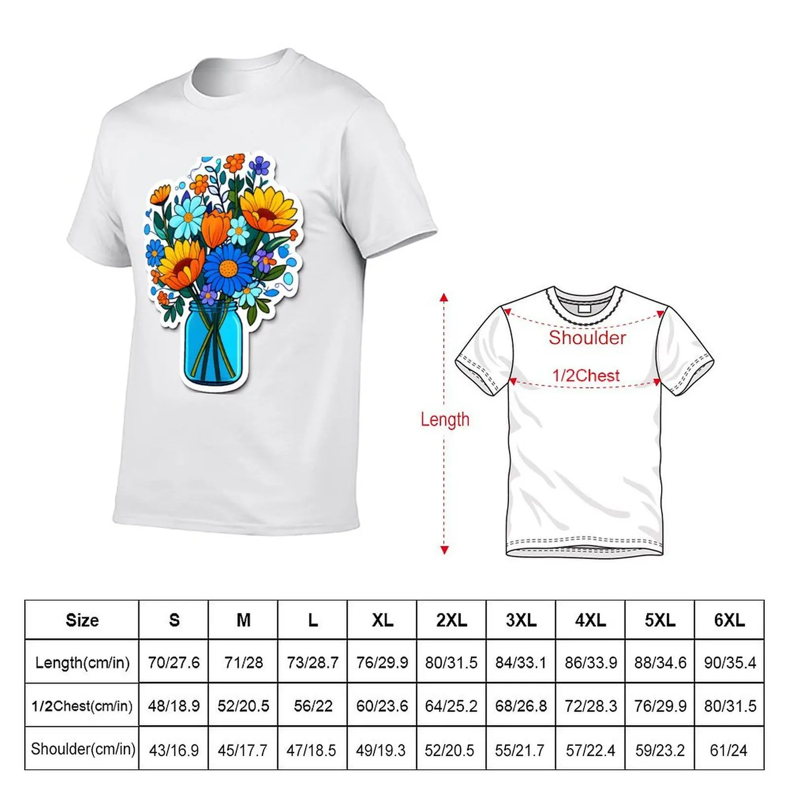 farm flowers in a mason jar T-Shirt korean fashion for a boy Short sleeve tee men