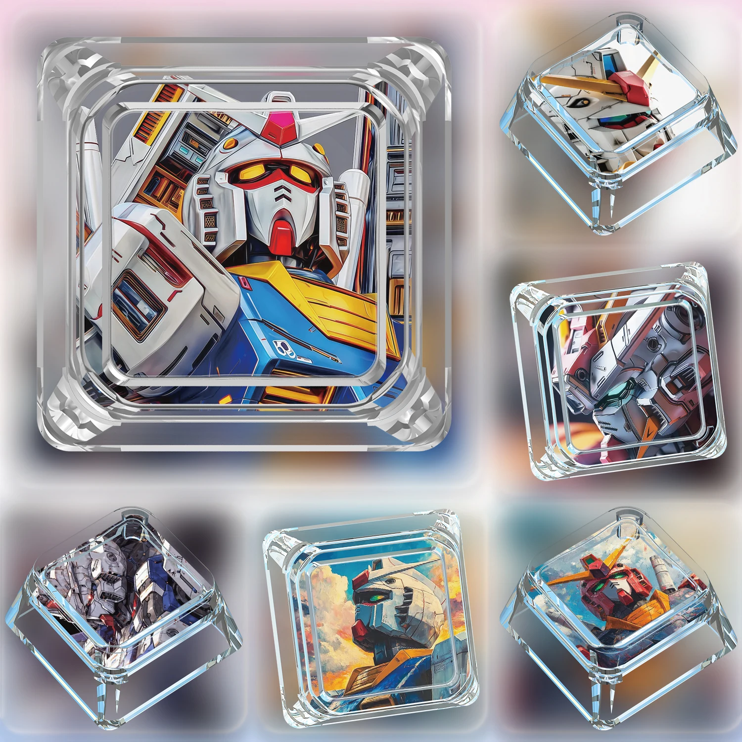 

20 Models Diy Gundamed Robot Mechanical Keyboard Keycap Transparent Light-Transmitting Mechanical Keycapsgift Toys
