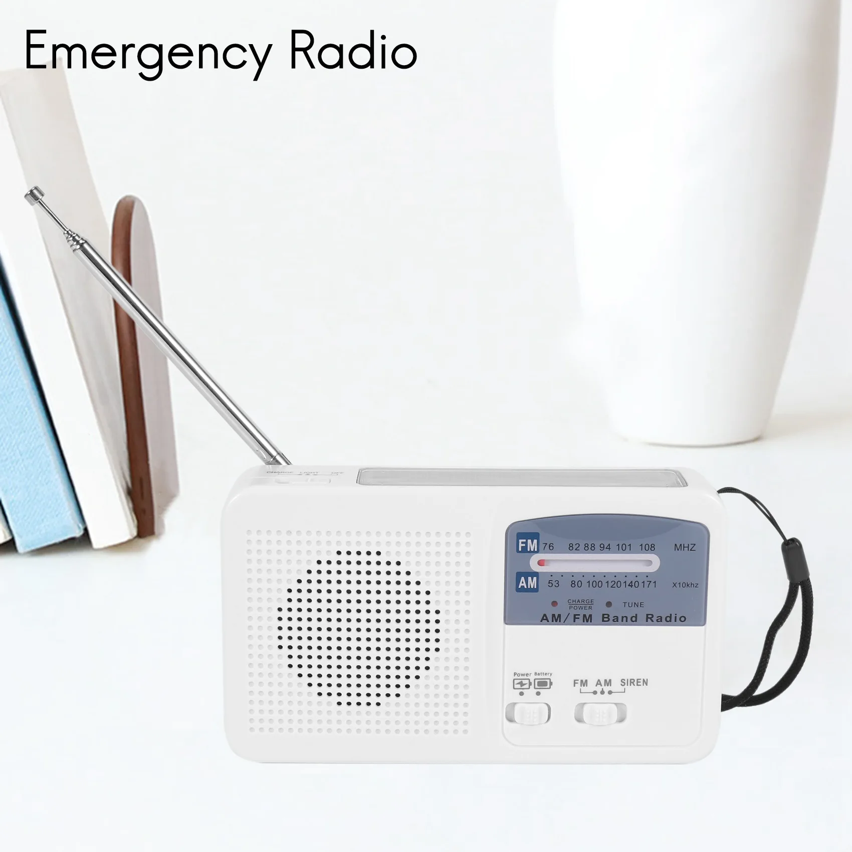 Radio de emergencia con manivela Solar y manual, autoalimentada, batería, carga USB, Radio FM/AM, linterna LED, cargador de teléfono