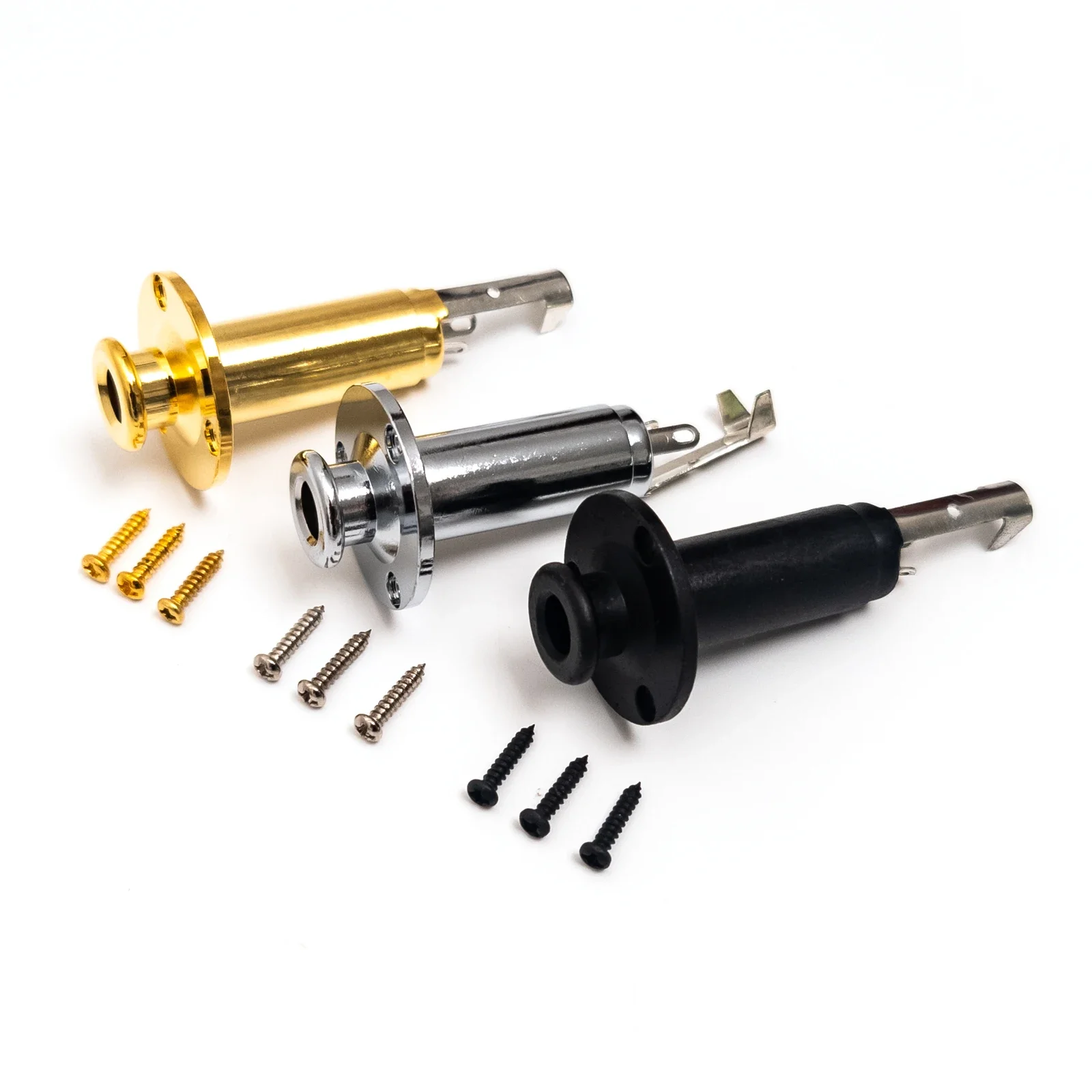 مقبس طرفي للجيتار الصوتي مقاس 6.35 مم مخرج أحادي نحاسي مع قطع غيار زر الحزام #2