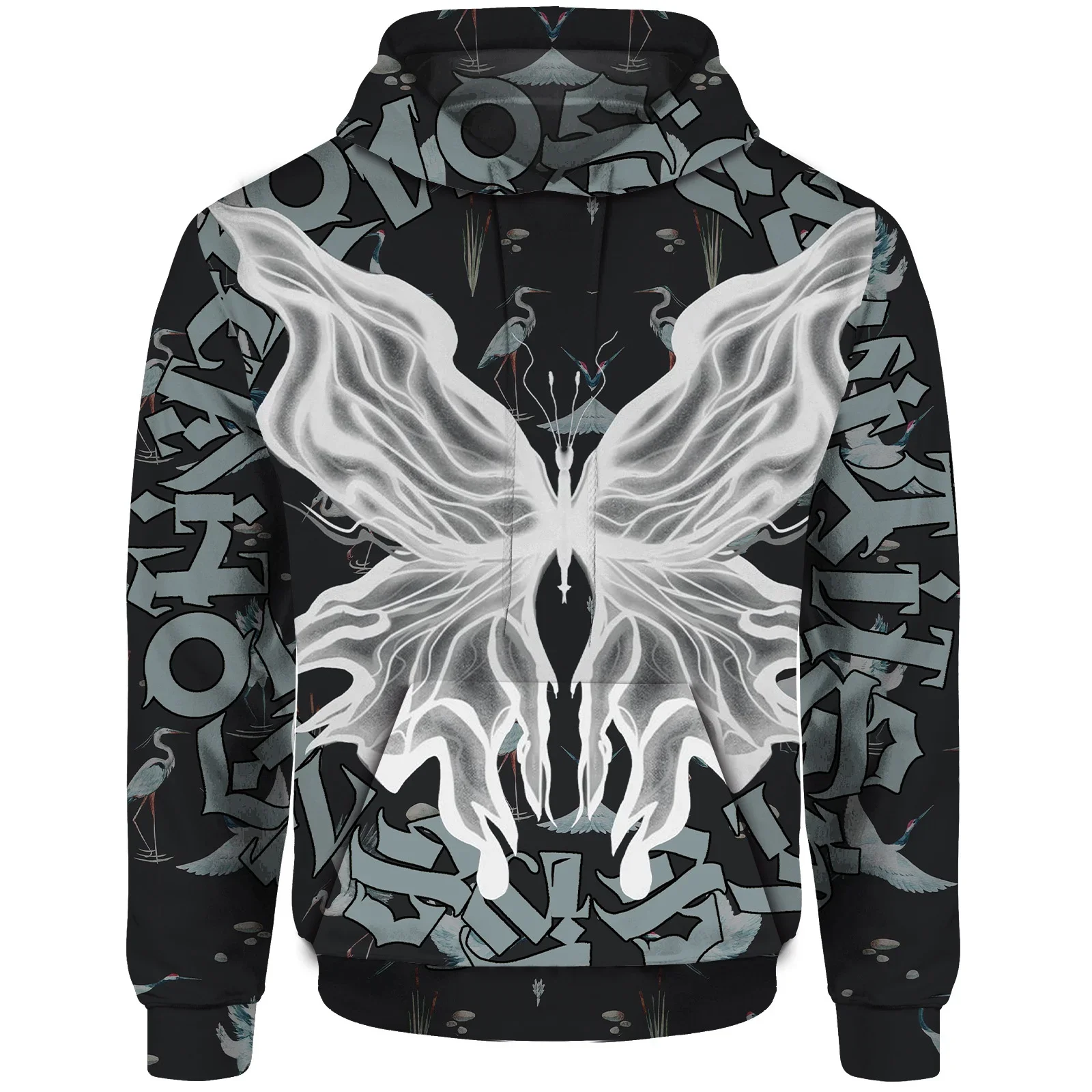 Autumn Sweatshirts For Men Loose Hoodie Men's Clothing Men's Hooded Sweatshirt Vintage Butterfly Print Hoodie Y2k Clothes Men