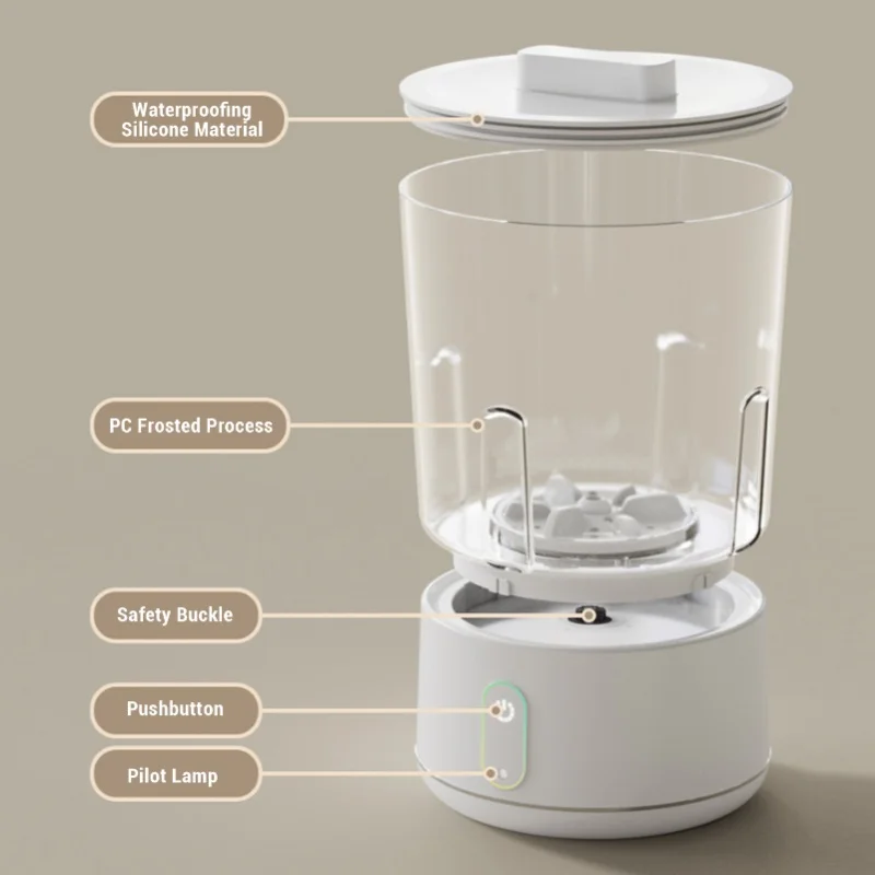 Mini Portable Cordless Washing Machine Rechargeable USB Travel Home Underwear Washer