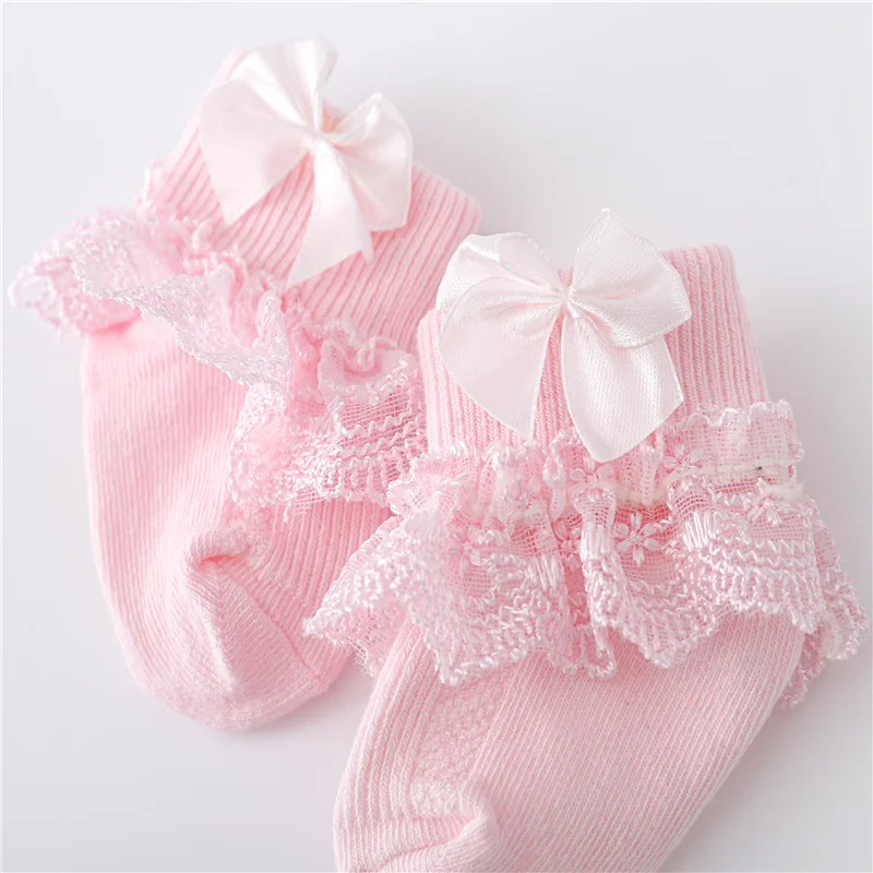 0-24Month Newborn Baby Socks For Girls Cotton Lace Infant Girls Sock Princess Bow Toddler Baby Girls Socks Four Season