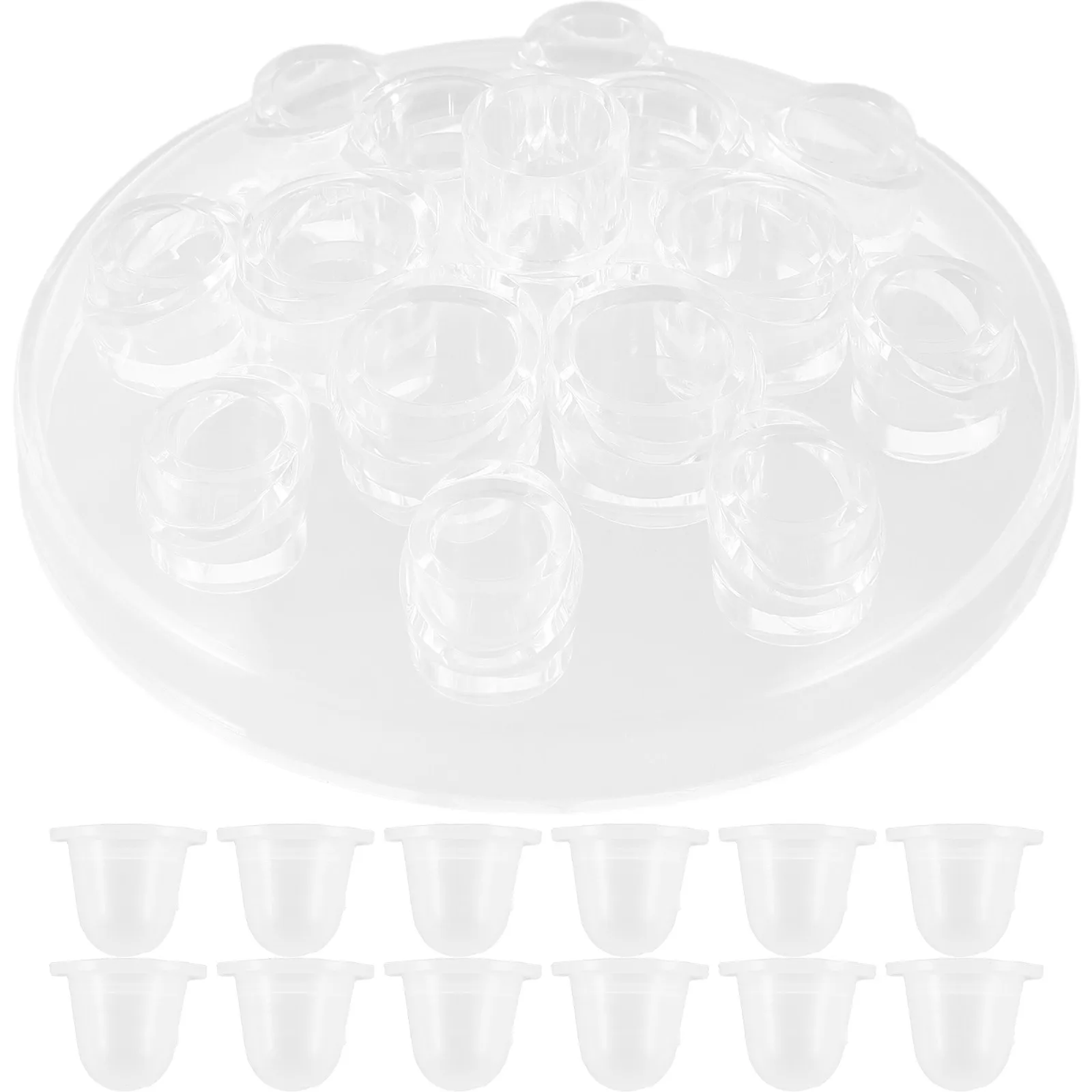 1Set Transparent Silicone Pigment Cup Holder Multi-Hole Design Sturdy Easy-Clean Tattoo Ink Cup Stand Makeup Container Caps