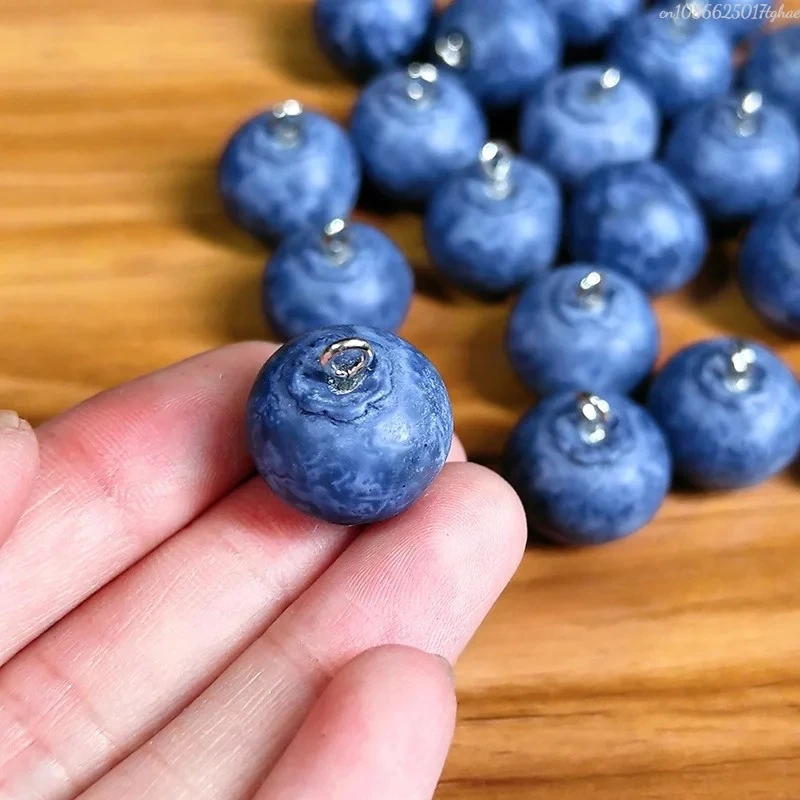 Dijes de resina de arándanos pequeños 3D, colgante de comida de fruta simulada DIY para pendientes, collar, joyería, accesorio para hacer 10 Uds.