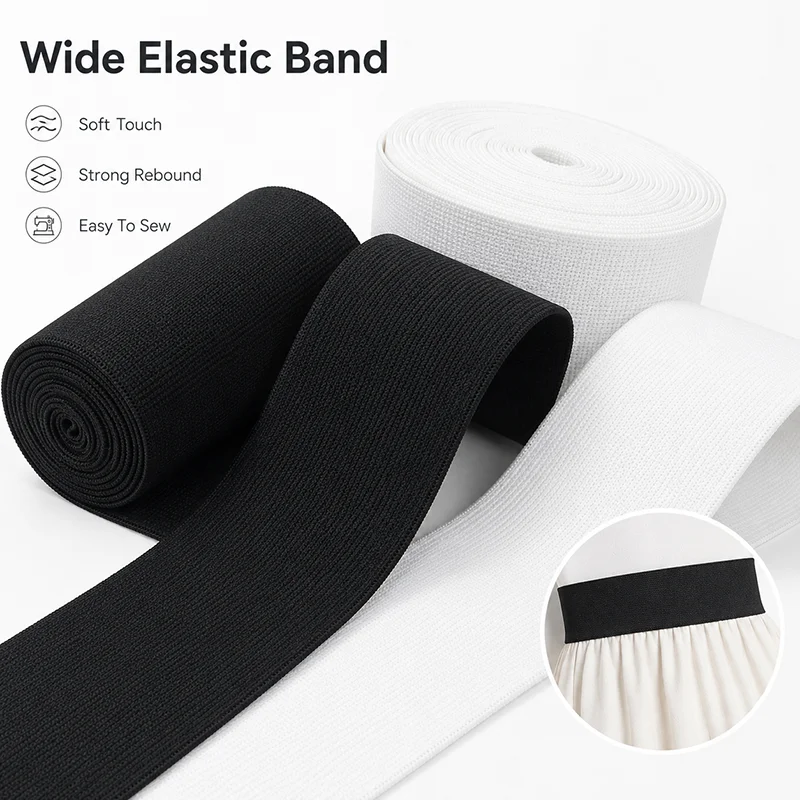 

2Meters 7-50cm Extra Wide Polyester Elastic Band for Waist Support Underwear Pants Garment Sewing Belt Repair Material Roll Tape