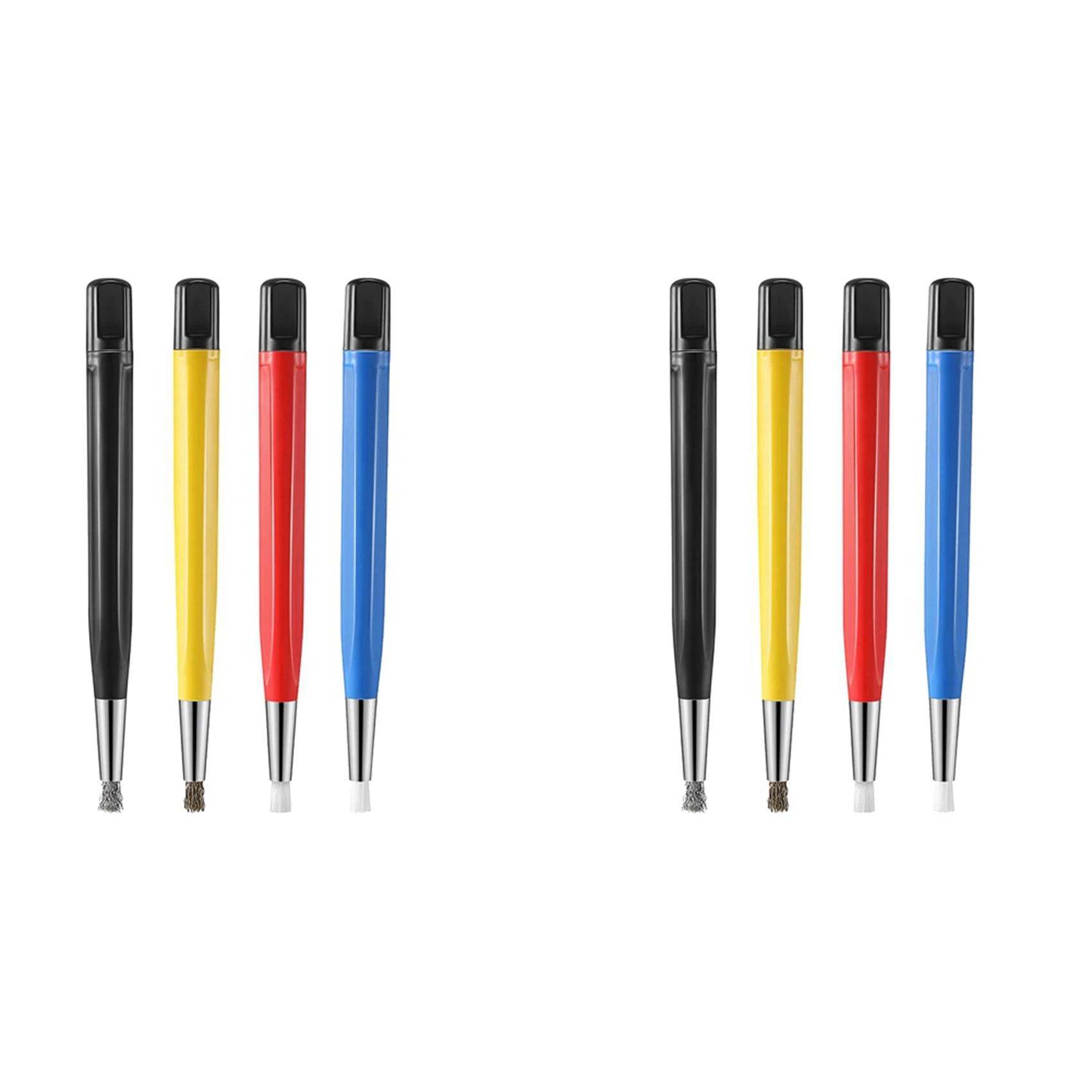 A01F-8Pcs Rust Removal Brush Pen Glass Fiber / Brass /Steel /Nylon Brush Pen Shape Watch Parts Polishing Cleaning Tool