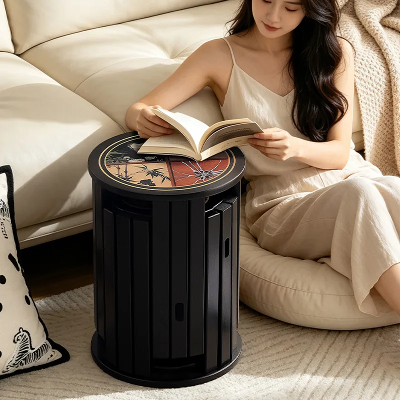 Stackable Stool for Home Living Room, Durable Round Bench for Kitchen, Portable Low Seat, Space-Saving Nesting Stools