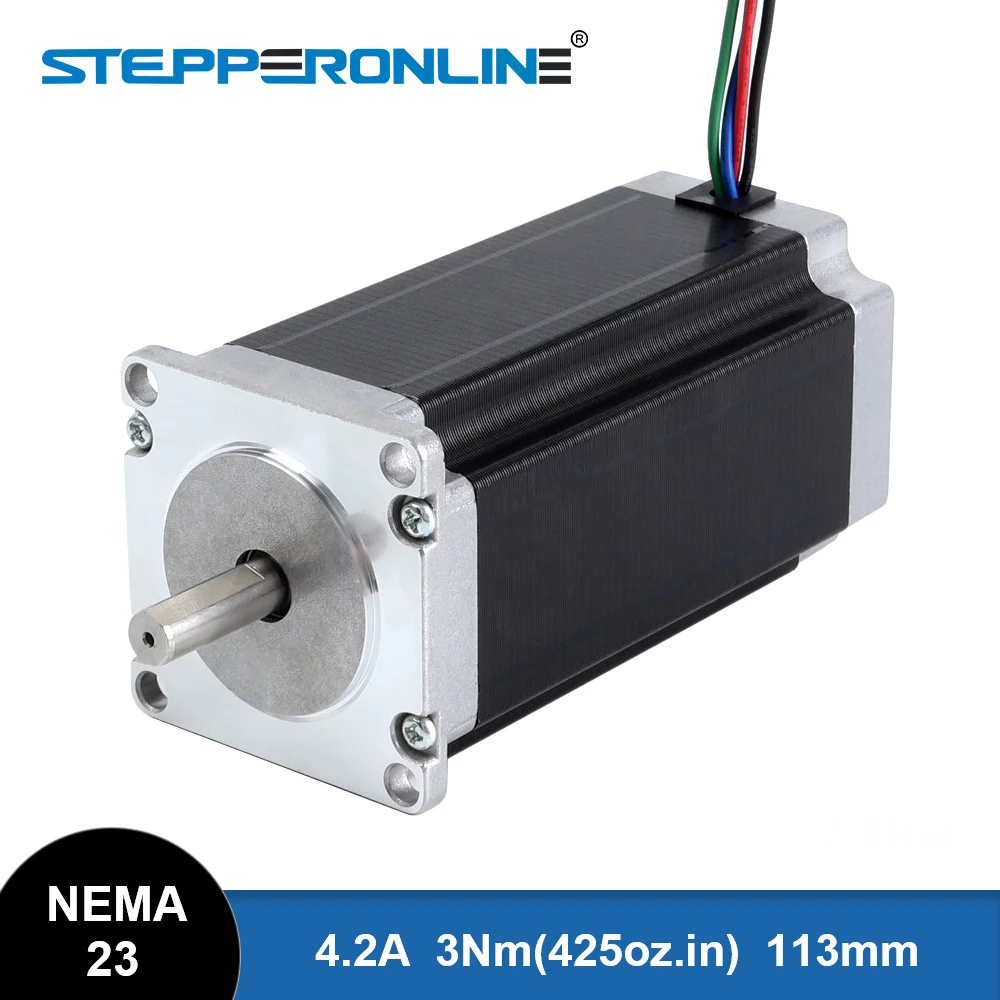 STEPPERONLINE Nema 23 Stepper Motor 3Nm 4.2A Stepping Motor 8mm Diameter 4 Wires for 3D Printer CNC Milling Machine