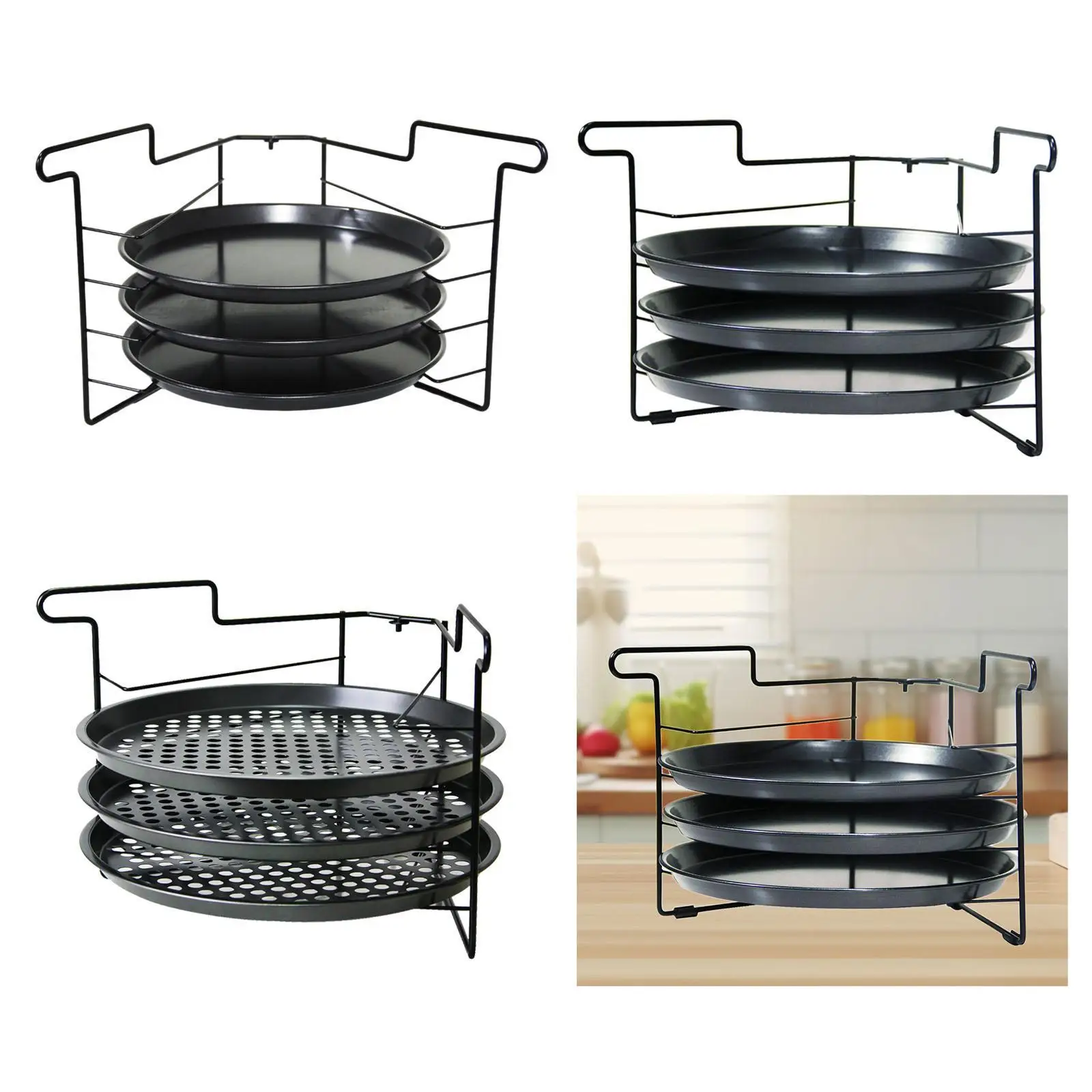 Pizza Pan Rack Portable Table Platter Tray for Pizzerias Picnic Restaurants