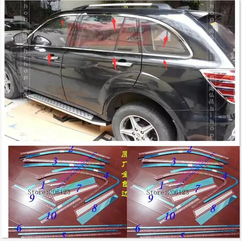 For Lifan X60   2011 2012 2013 2014 2015window frame/cover/trim,stainless steel,great up+down+front trinagle+rear triangle