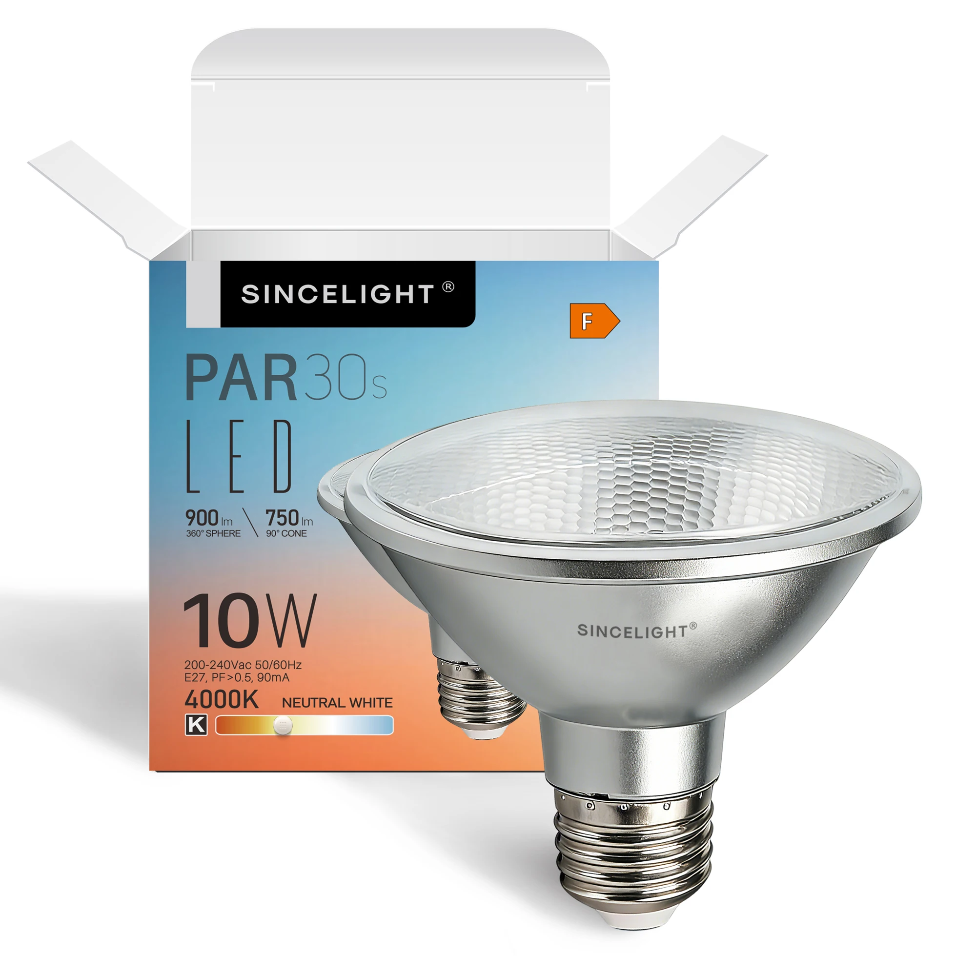 E27 LED Reflector Spotlight, 10W, 850LM, RA92, IP65 (PAR30S/PAR Track Light/Anti-Glare Led Light Bulb/Downlights)a