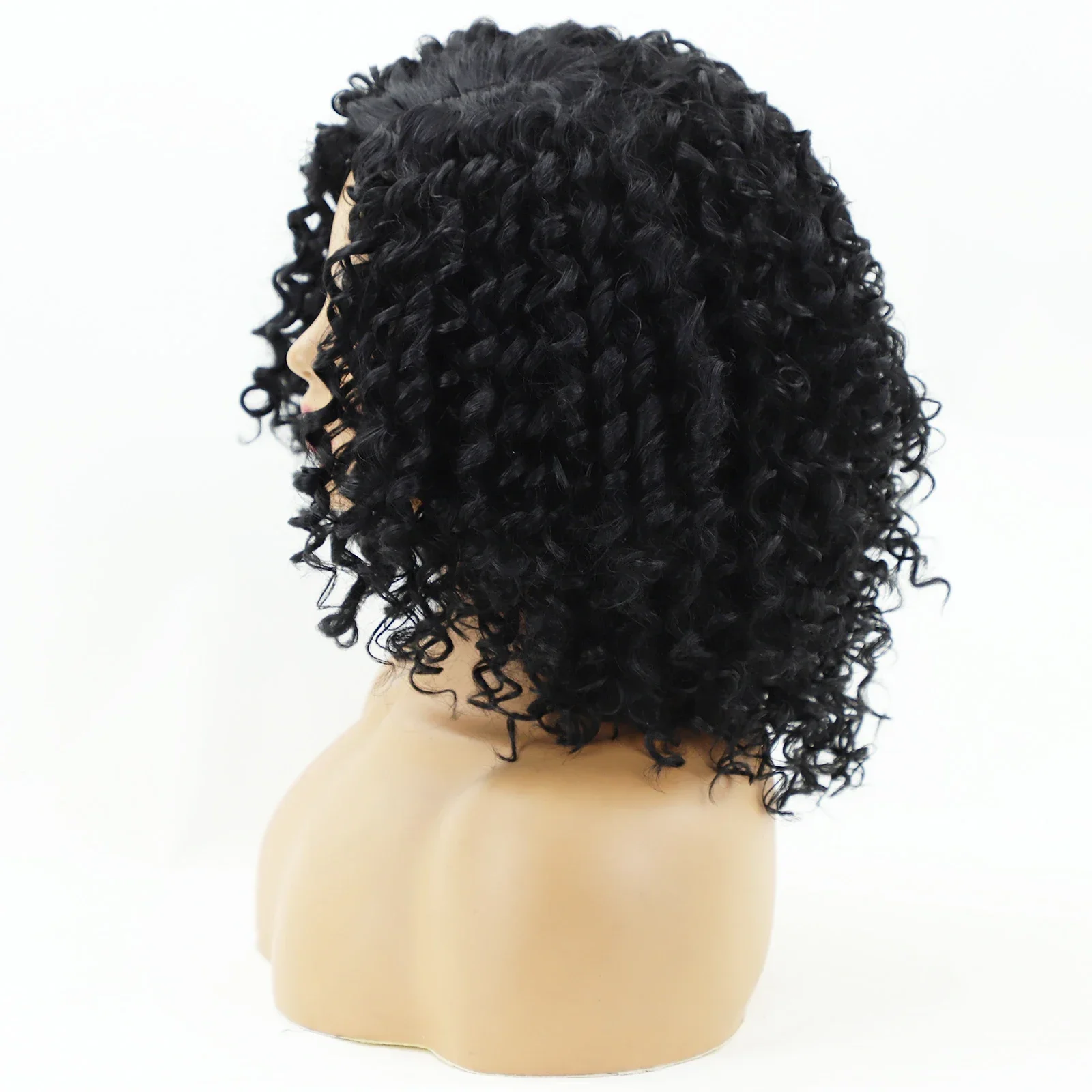 Fashion Short Kinky Curly Wig for Black Women Soft & Healthy Black Synthetic Afro Curly Bob Wig Natural As Real Hair Party Wigs