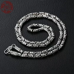 Great Sale New Fashion 100% Pure S925 Silver Jewelry Retro 6MM Thick Six-Character Mantra Trendy Personality Man Necklaces