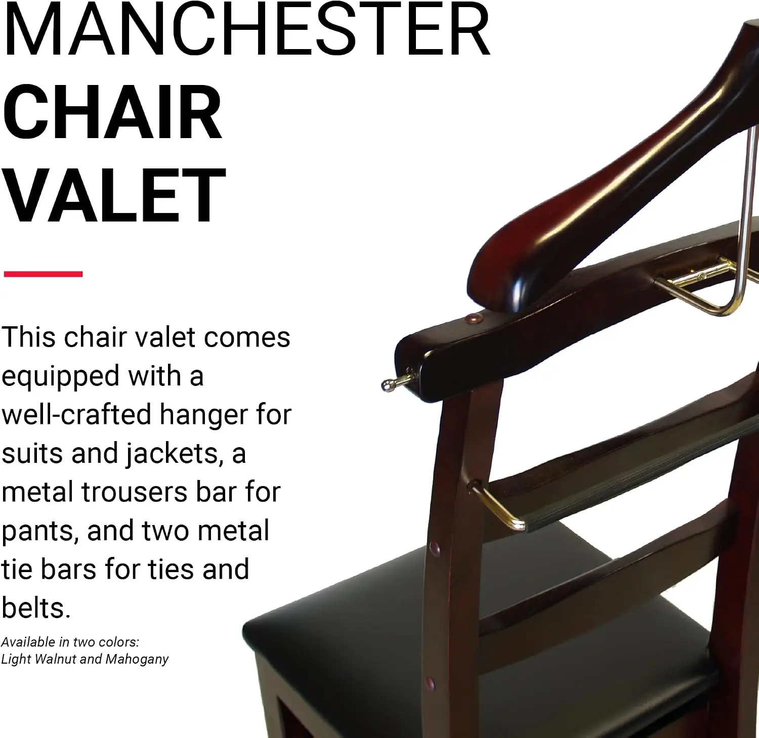 Valet Chair Closet Chair Dressing Chair with Seat Mahogany
