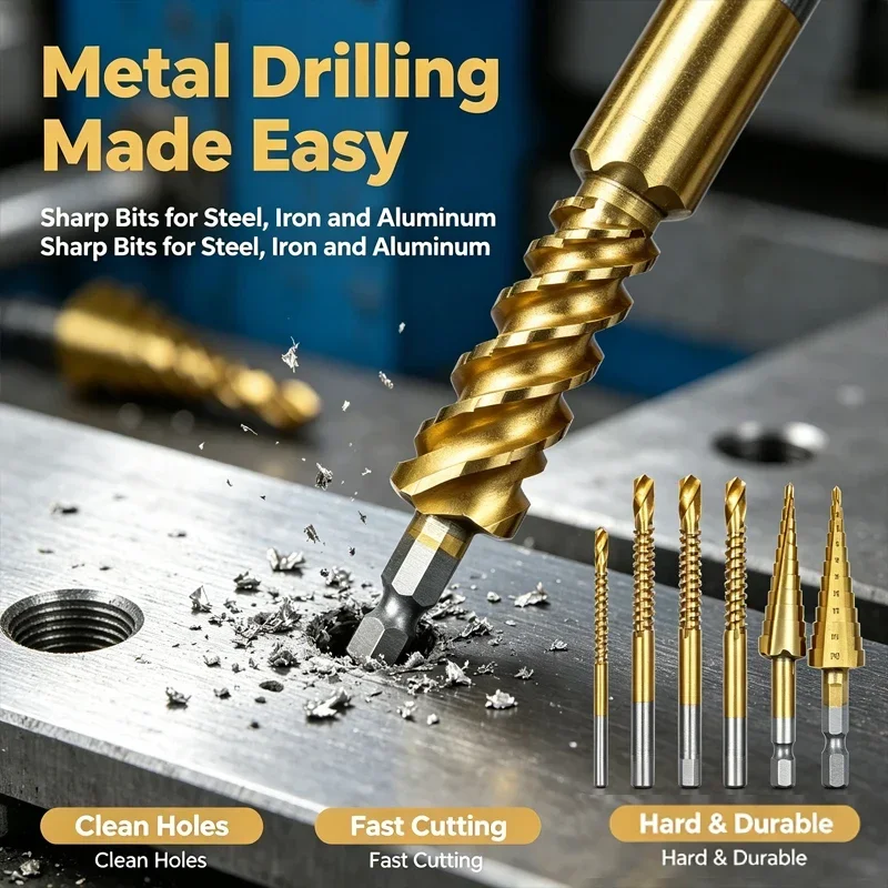High speed steel hexagonal tower woodworking drill bit ladder drill bit, high-quality industrial grade ladder drill bit