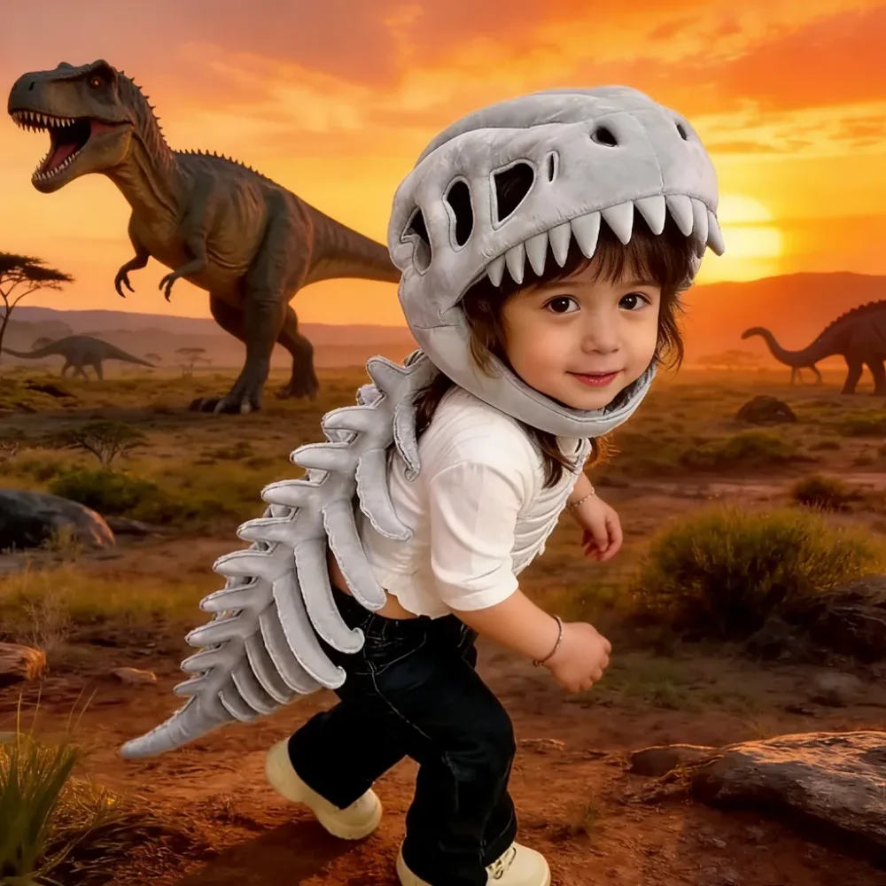 

New Dinosaur Plush Hat Cartoon Skeleton Headgear Halloween Costume Funny Soft Doll Celebrity Style Surprise Gift Toy for Kids