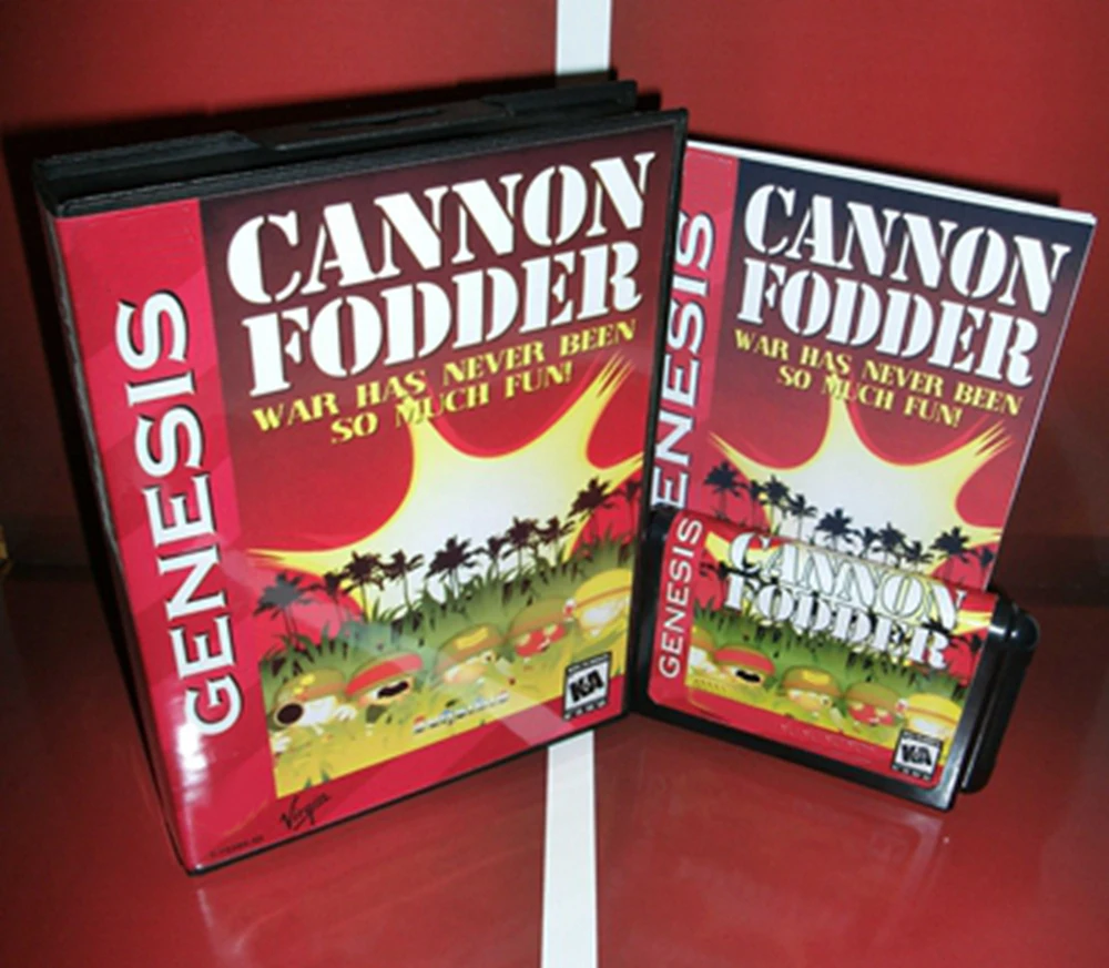 Hot Sale CANNON FODDER With US Box And Manual Book 16Bit MD Game Card For Sega MegaDrive Genesis Consoles