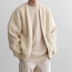 Knit Sweaters For Men Cardigan Men's Autumn Warm Clothing Luxury Y2k Vintage New Sweater Winter Cotton Warm Man Clothes