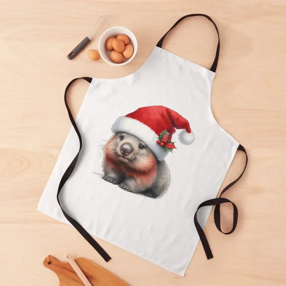 

Wombat Santa Apron Useful Things For Kitchen Household Items Kitchen kitchen item Women's Dress Apron